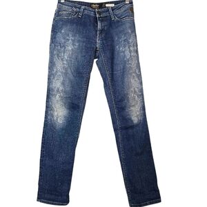 Replay Blue Rockxanne Jeans with Unique Pattern, Size W 28 L30 Made In Italy